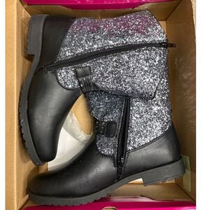 Gianna V722B Girls Black Pewter Glitter Tall Fashion Boots Size 4M New in Box